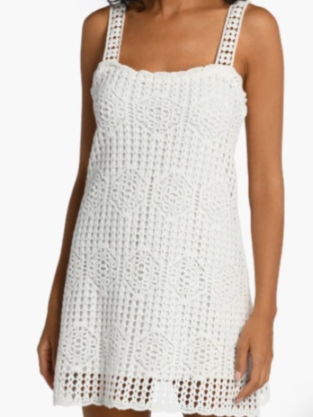 La Blanca Waverly Covers Crochet Tank Dress Cover Up Ivory Medium